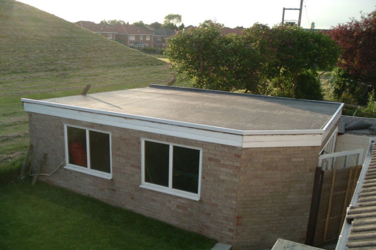 Flat roof · membrane installed, commercial